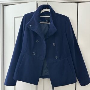 Forever 21 Navy Double-Breasted Peacoat